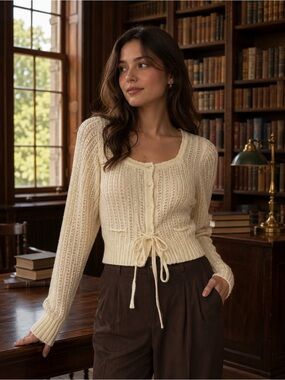 Love Tree Cream Knit Cardigan Sweater